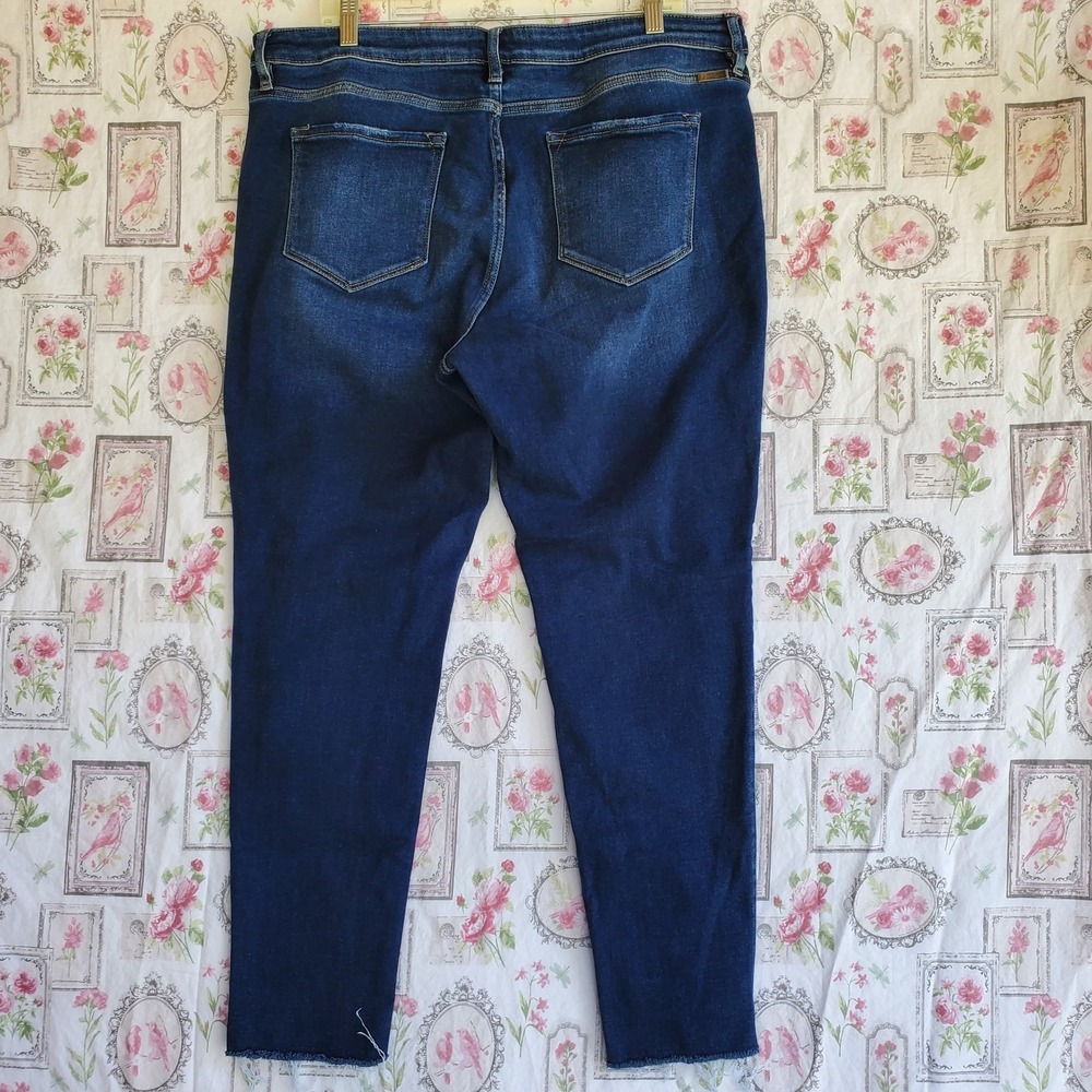 KanCan Women's Dark Wash Distressed Raw Hem Straight Leg Jeans Size 3XL